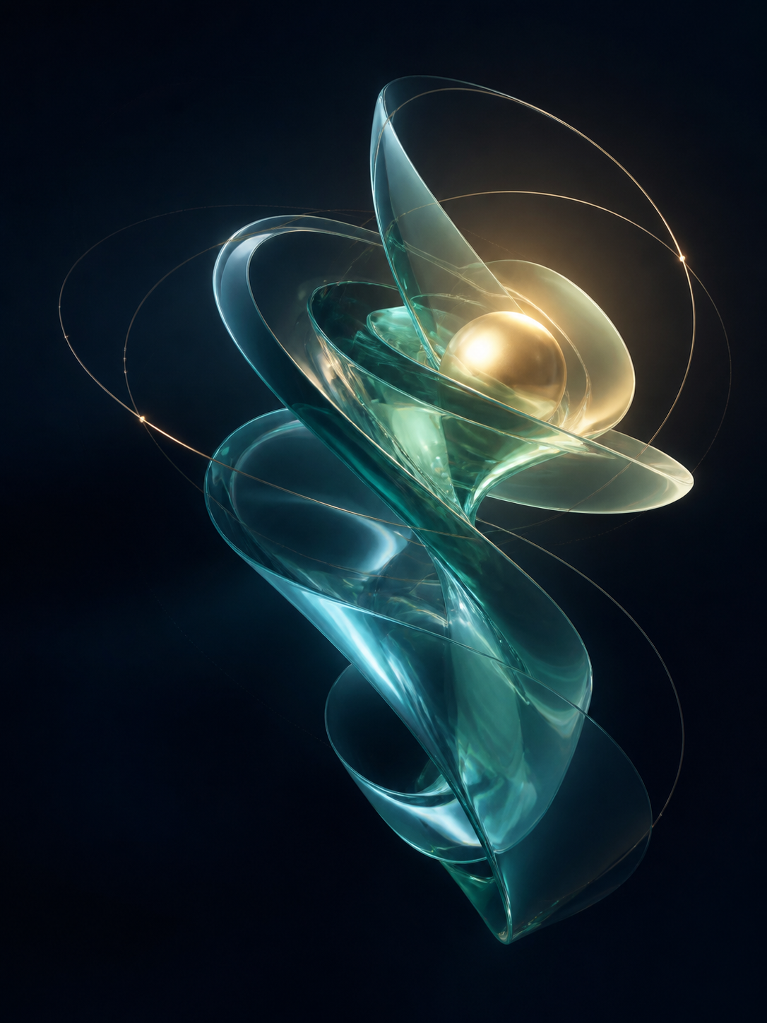 Abstract orbital sculpture representing ideas becoming outcomes